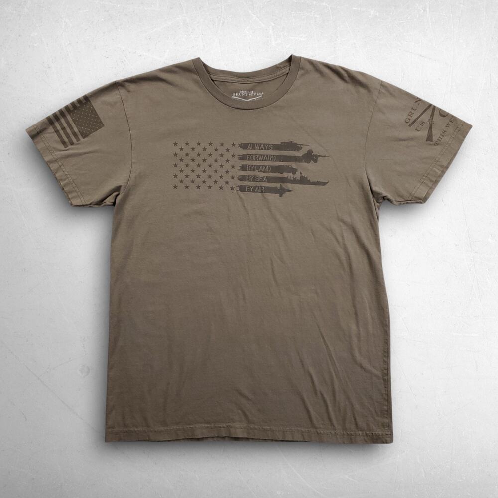 Grunt Style This We'll Defend T shirt Men M Olive Green "Always Forward" Vet